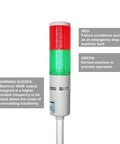 Tower Stack Lights RGB LED Indicator for Factory and Shop Floor, 2 Tier Industrial Warning Lamp with Sound, 110V, red-green lights