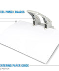Heavy Duty Office Two Hole Paper Punch, 40 Sheet Capacity, One Quarter Inch Hole Punch, All Steel Hardened Punch Heads