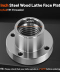 Rock Solid Heavy Duty Steel Wood Lathe Faceplate With No Sweat Mounting Threads And Four Bolt Clamping Holes for 2 Inch lathe.