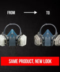 Before and after look of Advanced Comfort Reusable Respirator Kit 7512P1-DC OV P95 with Medium Facepiece showcasing design update.