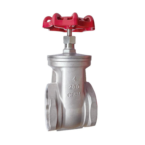 304 Stainless Steel Gate Valve 4 Inch NPT Female Threaded Rotary Valve For Water Flow Control Front View