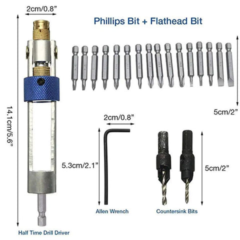 20Pcs Quick Change Drill Bit Set With Swivel Head Driver And Flip Drive, HSS High Speed Steel Bits, durable alloy steel construction