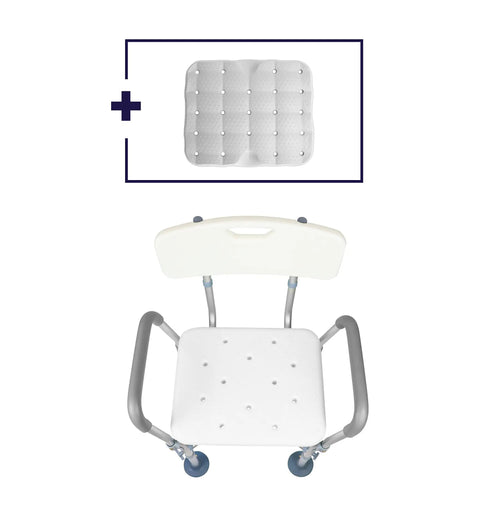 Heavy Duty Shower Chair With Arms And Back For Inside Showers, Double Reinforced Crossbar, Waterproof Seat, Top View