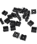 25 Pack 2.54mm Pitch Through Hole 8 Pin DIP IC Socket For PCB Board Adapter Kit scattered on a white background