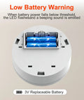 Battery Operated Home Fire Alarm With Test Button And Low Battery Alert 10 Year Photoelectric Sensor Core For Smoldering Fires In Furniture Reliable Household Safety Detector For Easy Install And Peace of Mind, rear battery compartment
