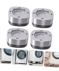 4 Pack Silicone Washing Machine Feet Pads, Anti Slip Leg Pads, shown under various washing machines