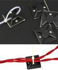 Premium Heavy Hitter Adhesive Cable Tie Bases 400 Piece Pack Black self-stick wire mounts holding wires securely.