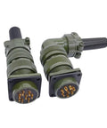 MIL-C circular plug connectors MS3108A, olive-green with knurled coupling rings, two units