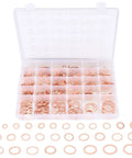 568 Piece Copper Washers Set With 30 Sizes M5 To M28 For Oil Drain Plugs And Gasket Seals in open plastic case