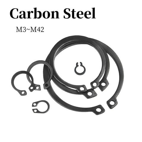Get These 50 Pcs M3 To M42 External Circlip Rings Built Tough From Carbon Steel That Won't Rust For Easy Shaft Installation On Cars Trucks Valves Doors Windows And Heavy Machinery Tools You Gotta Have. M3 to M42 carbon steel external circlip rings.