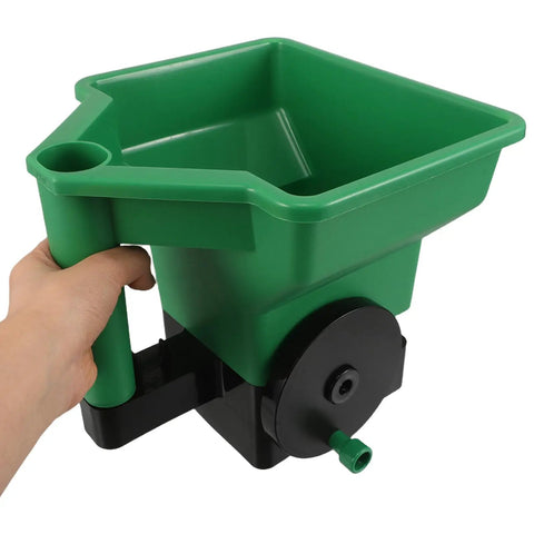 Handheld Seed Spreader And Planting Seeder For Veggies And Lawn Care Portable Hand Crank Broadcast Spreader Tool Green Compact Design