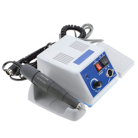 Heavy Duty 35K RPM Micromotor Bench Grinder With Foot Switch Variable Speed Rotary Tool For Jewelry Crafting Wood Carving Glass Polish And Silicone Detailing Built Different For Real Hustles, top view with controls and handpiece.