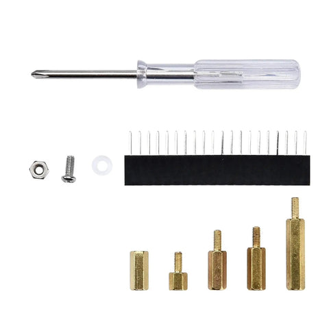 All In One M2.5 Brass Standoff Kit With Box For Raspberry Pi Includes 220 Pcs Hex Spacers Nuts Screws Acrylic Washers Male And Female Hardware And Screwdriver image showing various components