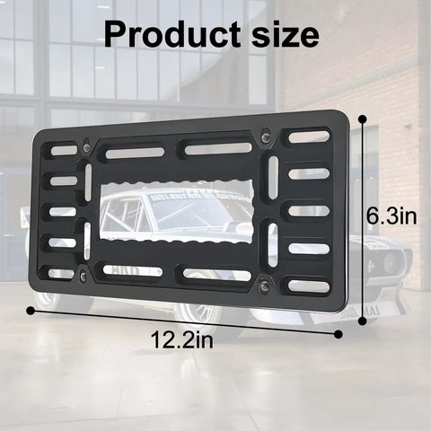 Universal Front License Plate Bracket For SUV And Truck, Stainless Steel Frame with Heavy Duty Plastic, Product Size 12.2x6.3 inches