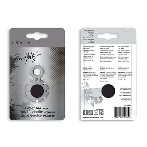 Packaging of Paper Distressing Tool With 7 Recessed Blades For Scrapbooking And Card Making, front and back view