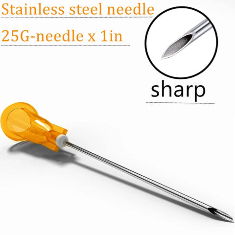 100 Pack 25 Gauge 1 Inch Luer Lock Dispensing Needles Disposable Lab Supplies Individually Sealed Packaging For Medical Vet Research Electrolysis And Art Craft Use, 25G 1in stainless steel needle