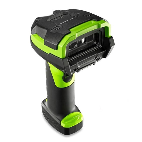 Cordless Ultra Rugged Barcode Scanner Kit with USB, cradle and power, standard range 1D 2D imager, industrial green, drop tested
