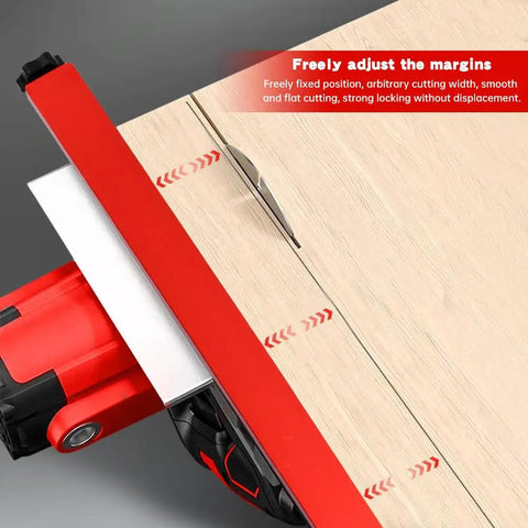 Edge Guided Circular Saw Guide Rail For 12 Inch Saw Base Aluminum Alloy Milling And Cutting Guide with red design shown in use