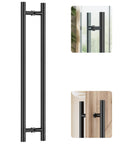 Matte Black Ladder Style Push Pull Door Handle Back To Back 36 Inch 900mm Long With 760mm Center To Center 304 Stainless Steel Heavy Duty