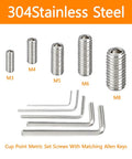 Set Screw Assortment Kit 300 Pcs 24 Sizes Metric And SAE Allen Screws For Bathroom Fixtures Door Knobs Faucets Plumbing