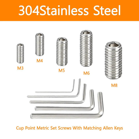 Set Screw Assortment Kit 300 Pcs 24 Sizes Metric And SAE Allen Screws For Bathroom Fixtures Door Knobs Faucets Plumbing