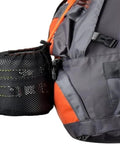 Camping Cookware Set For 1 To 2 People in mesh bag attached to backpack, showing compact outdoor cooking kit for trekking and travel