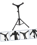 Rock Solid 12 Inch Folding Drum Rack Set With Adjustable Snare Stand Portable Black Drum Holder For Silent Practice showing a sturdy metal snare stand.