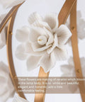 Gold Pendant Light Fixture With Adjustable Chain For Girl Room, Nursery And Bedroom, Totally Elegant White Flower Chandelier