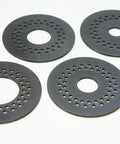 Four Throat Plate Inserts In 19mm 25mm 32mm And 44mm For Spindle Sander 3.8 Inch Compatible With Triton TC450SPS, shown in perforated design