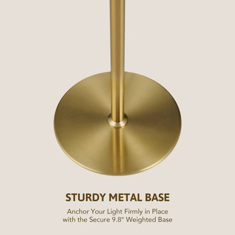 Dope Gold 64 Inch Tree Floor Lamp With Three Branches And Glass Shades showing sturdy metal base close-up