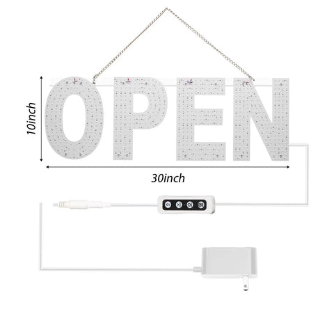 30x10 Inch LED Open Sign For Business With Boss Level Brightness, dimmable and three modes, warm white 3000K, hanging mount