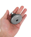5pc Office Chair Casters with Black PU Solid Tires held in hand, showcasing grey tire and easy installation feature.