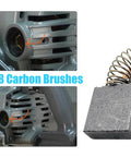 No Sweat Carbon Motor Brushes Straight Up Replacement Kit For Ridgid And Craftsman Table And Miter Saw Replaces 816768 close-up views of carbon motor brushes
