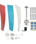 400W 12V Wind Turbine Kit With 3 Blades Vertical Helix Design, Charge Controller, IP67 Rated, components laid out