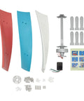 Vertical Wind Turbine Generator Kit 400W Off Grid Wind Power System With Coreless Permanent Magnet Generator And Fiberglass Blades Start Speed 1.3 Meters Per Second 12V 24V For Home Farm RV Boat Use Weather Resistant components and assembly parts