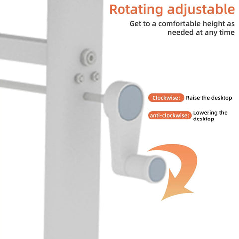 Smooth Hand Crank Standing Desk With 330 Lbs Heavy Duty Build And Effortless Manual Height Adjustment To Flex Your Home Office Vibe detail of rotating crank for height adjustment.