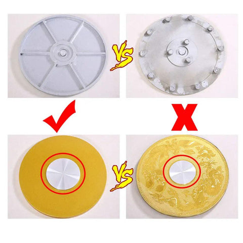 90cm Lazy Susan Turntable Bearing For Dining Tables, comparison of bearing designs and gold tray surface