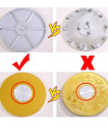 Comparison of Tempered Glass Lazy Susan Turntable bearings and bases, highlighting 60cm rotating serving tray with 38cm base.