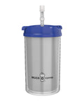 Hella Insulated 32 Oz Travel Tumbler For Cold Drinks With Leak Proof Snap Lid And Flex Straw, Stainless Steel Cup with Blue Lid