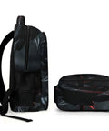 Side view of Thorny Wet Rose Printed Unisex Backpack With Big Capacity Durable Polyester Breathable Comfort Sturdy Zipper Everyday Carry Daypack