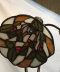 Close-up of Mermaid And Lily Flowers Tiffany Style Stained Glass Accent Table Lamp 20 Inch Tall Elegant Nightstand Light With Warm White Glow