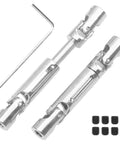 Steel Driveshaft Upgrade 55-69mm For 2024 MN99S MN98 1 12 Scale RC Car Heavy Duty Metal Drive Shaft Boosts Durability And Handling Fits New Gen RC Not Compatible With Older MN98 Or MN99s. Steel RC drive shafts, two-piece set, with hex wrench and set screws