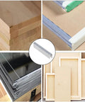 Hella Tough F25 Pneumatic Nailer Staples With 1000 Count U Shaped Brad Nails High Carbon Steel Construction, shown with various wood and panel projects.