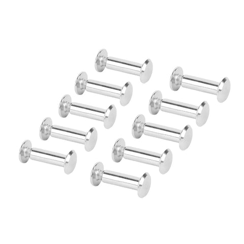 Image of stainless steel M4 binding posts, flat round head rivet studs for DIY leather craft, 50 piece set.