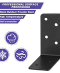 20 Pack Heavy Duty Steel L Brackets 3x3x1.5 Inch Black Powder Coated 90 Degree Right Angle Joist Shelf Brackets showcasing anti-corrosion features