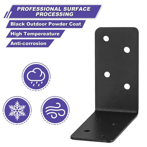 20 Pack Heavy Duty Steel L Brackets 3x3x1.5 Inch Black Powder Coated 90 Degree Right Angle Joist Shelf Brackets showcasing anti-corrosion features