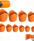 10 Piece Pipe Cutting Guide Set for Precise Saddle Layout and Notches Three Quarters to Eight Inches Plumbing Template, shown in orange.