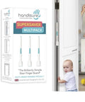 3in1 Baby Door Safety Pinch Guard With Automatic Finger Protector Hinge And Lock Side Safety Stopper Easy Install Door Stopper For Toddlers Reliable Childproofing Barrier For Household Doors package and installation demo.