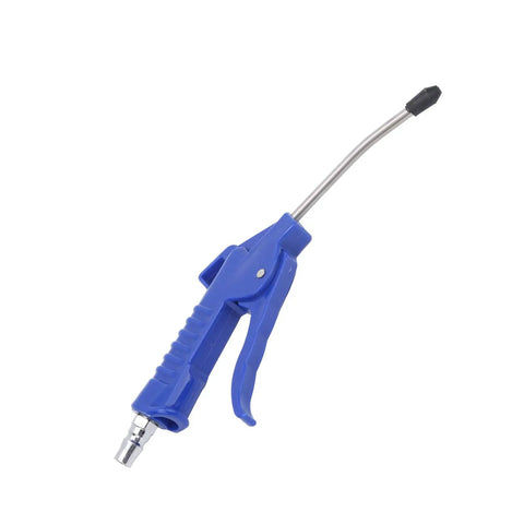 Heavy Duty Air Dust Blower Pump For Machines And Auto Detailing Built Tough Abs Handle with a blue grip and metal nozzle.