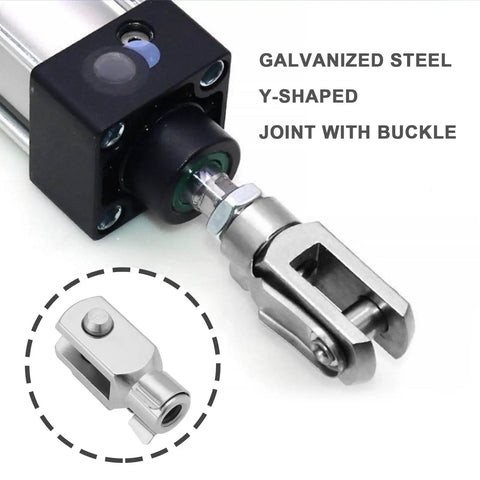 Two Pack M6x1 Thread 32mm Length Beefy Air Cylinder Rod Clevis End Yoke Fork Joint With Spring Pin Zinc Plated Steel For Electronic Automatic Equipment And Heavy Duty Automation Projects on pneumatic cylinder